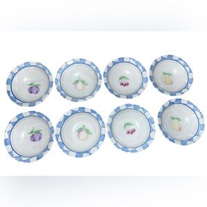 Pfaltzgraff Country Harvest Fruit Pattern Soup / Cereal Bowls / 8 / Check Rim